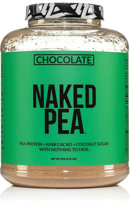 NAKED Nutrition Chocolate Pea Protein Isolate - 5Lb Bulk, NSF Certified, Plant Based, Vegetarian & Vegan Protein. Easy to Digest, Non-GMO, Gluten Free, Lactose Free, Soy Free