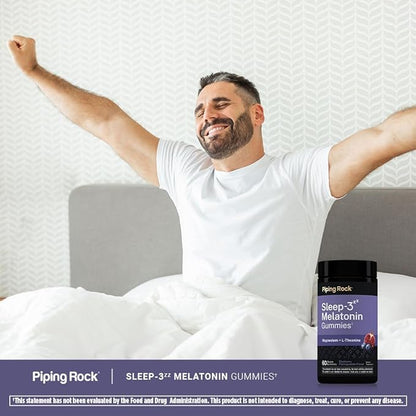 Piping Rock Melatonin Gummies | with Magnesium and L-Theanine | Blueberry Pomegranate Flavor | Vegan, Non-GMO and Gluten Free Supplement