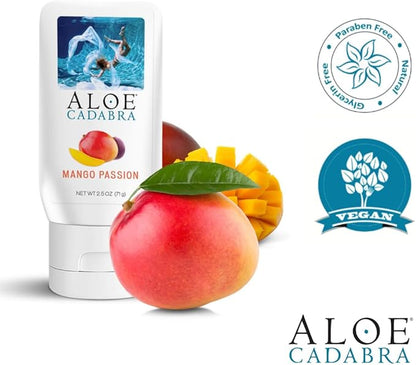 Aloe Cadabra Flavored Personal Lubricant Organic Passion Lube for Women, Men & Couples, Mango Passion 2.5 Ounce (Pack of 5)