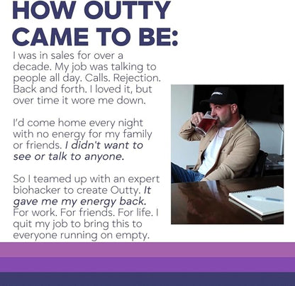 OUTTY Courage Powder Social Energy & Mood Support Drink Mix With Taurine, L-Theanine & Oroxylin A Stress Relief, Mental Clarity & Alcohol Alternative Acai Mixed Berry (15 Stick Packs)