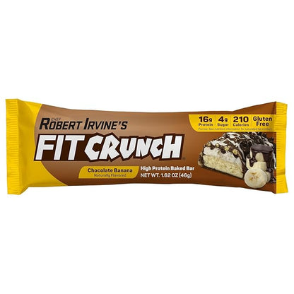 FITCRUNCH Snack Size Protein Bars, 6-Layer Baked Bar, 4g of Sugar, Gluten Free & Soft Cake Core (18 Bars, Chocolate Banana)