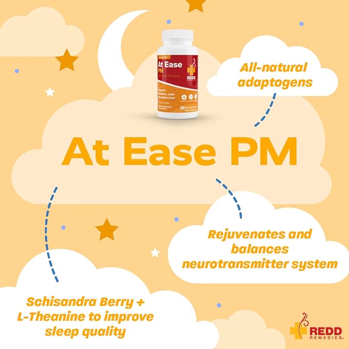 Redd Remedies, At Ease PM, Natural Sleep Aid, Supports Relaxation, 30 Vegetarian Capsules