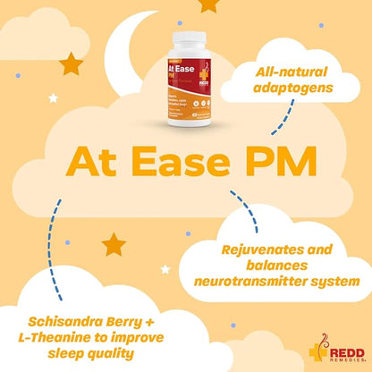 Redd Remedies, At Ease PM, Natural Sleep Aid, Supports Relaxation, 30 Vegetarian Capsules
