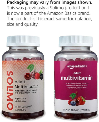 Amazon Basics Adult Multivitamin Gummies, Mixed Berry & Cherry Flavors, 150 Count, 75-Day Supply, Pack of 1 (Previously Solimo)