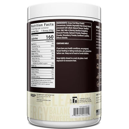 TrueFit High Fiber Protein Powder, Grass-Fed Whey Meal Replacement Shake with Prebiotics, Probiotics, & Organic Superfoods, Keto Friendly, Gluten Free