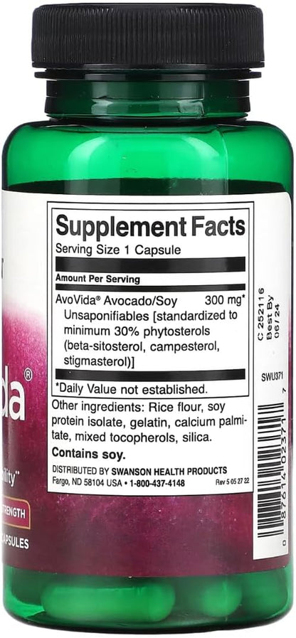 Swanson AvoVida - Cartilage & Joint Health Supplement to Support Mobility & Flexibility* - Contains Phytosterols from Avocado & Soy Extracts - Non-GMO - 60 Capsules (3 Pack)