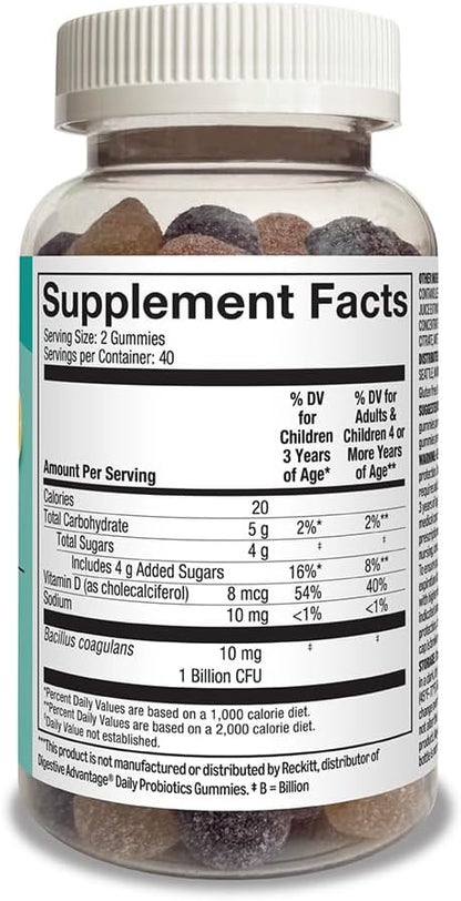 Amazon Basics Probiotic with Vitamin D Gummy, 80 Count