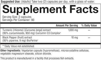 Youtheory Turmeric Extra Strength - 1,000 mg - Supports Muscle & Joint Health* - Contains Bioenhancers, Curcuminoids & Herbal Extracts - USP Verified - 180 Vegetarian Capsules, 2 Pack (180-Day Supply)