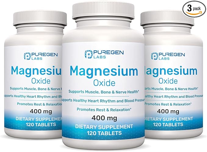 Magnesium 400mg [High Potency] Supplement – Magnesium Oxide for Immune Support, Muscle Recovery, Leg Cramps, Relaxation - 3 Pack | Total 360 Count
