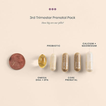 Perelel 3rd Trimester Prenatal Pack, Multivitamin with Magnesium, Omega 3, Probiotics & Calcium, Nutritional Support for Third Trimester Wellness, Soy & Gluten Free, Non GMO, 30 Daily Pill Packs