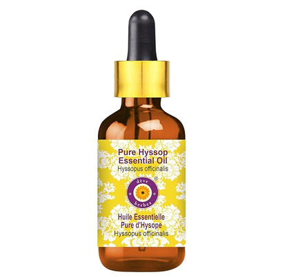 Deve Herbes Pure Hyssop Essential Oil (Hyssopus officinalis) with Glass Dropper Steam Distilled 2ml (0.06 oz)
