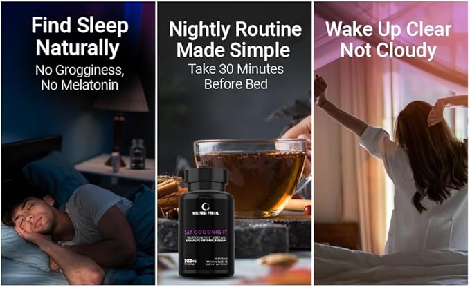 Melatonin Free Sleep Aid Supplement for Longer, Restful Sleep & Stress Relief w/Magnesium, GABA, L-Glycine, L-Theanine, Apigenin, Taurine & Zinc (180 Vegan Capsules) (2)