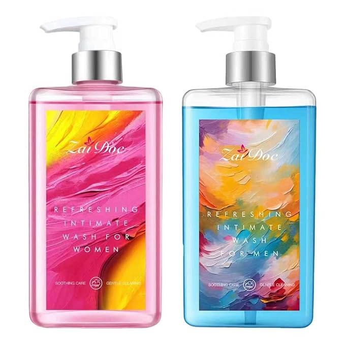2Packs Refresh Gentle Intimate Wash, Daily Cleanser with Lactic Acid & Menthol, pH Balanced for Sensitive Skin, 10.14 fl oz(Man&Women)