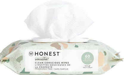 The Honest Company Hypoallergenic Multi-Use Baby Wipes for Sensitive Skin, Geo Mood, 60 Count