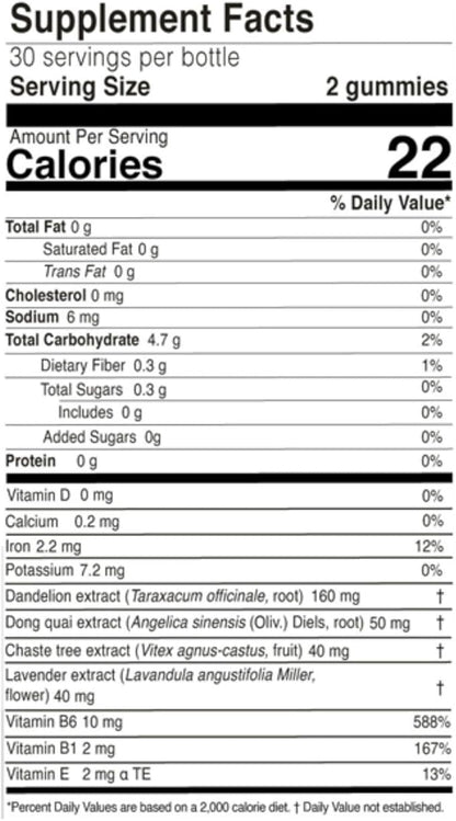 FARMASi Nutriplus Cycle Plus Gummies, Vegan Women Support Supplement with Botanical Extracts and Vitamin B6, Strawberry Lime Flavor, 60 Gummies, 5.8 oz
