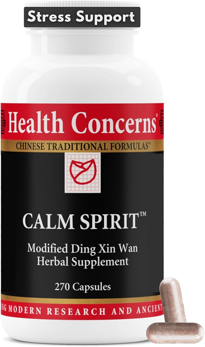 Health Concerns Calm Spirit - Stress Relief Supplement with Chinese Herbal Blend - Supports A Relaxed Mood, & Emotional Wellness - Magnesium Glycinate & Hawthorn Extract - 270 Capsules