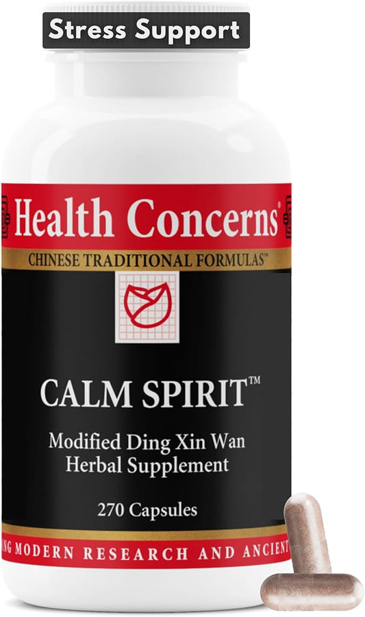 Health Concerns Calm Spirit - Stress Relief Supplement with Chinese Herbal Blend - Supports A Relaxed Mood, & Emotional Wellness - Magnesium Glycinate & Hawthorn Extract - 270 Capsules