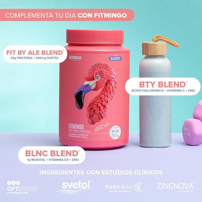 Birdman Fitmingo: Vegan Protein with Fit, Beauty and Balance Blends. With Hyaluronic Acid, Inositol, Collagen Enhancers, Vitamin C, Vitamin D3, Zinc, Digestive Enzymes and Svetol. Vanilla Flavor 1 kg