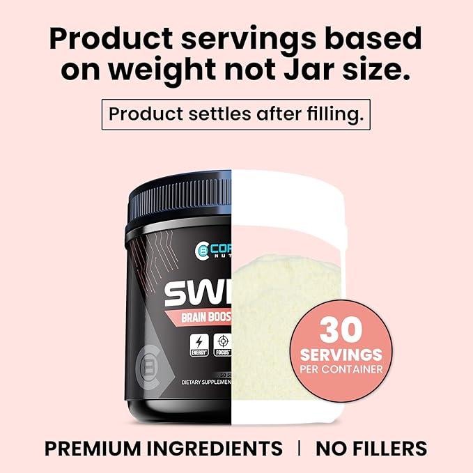 CoreBody Switch Energy Drink Mix -Nootropics Brain Support Supplement for Memory & Focus, Sugar Free Energy Booster with Nootropics, Alpha GPC, All Day Focus* (Tropical Punch)