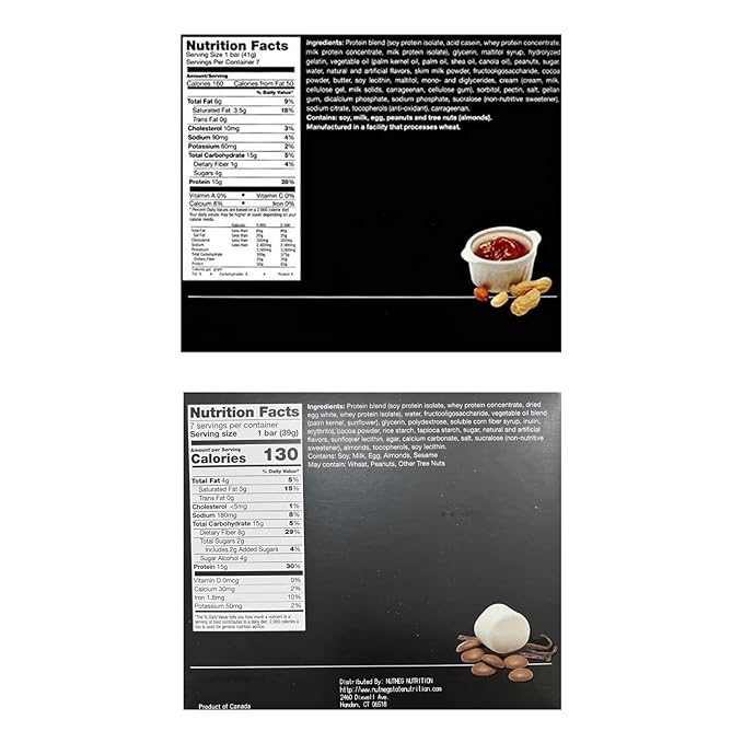 PROTIFIT - Low Calorie Caramel Nut & Remix Vanilla-Choco Protein Bar 2 Pack, High Protein, 15g Protein, Low Carb, Low Sugar, Ideal Protein Compatible, 7 Servings Per Box, (2 Pack)