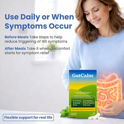 GutCalm - IBS Relief - Peppermint Oil Capsules - Bloating, Gas, Constipation and Digestive Comfort Supplement - 48/ct