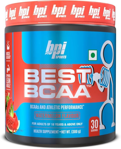 BPI Sports Best BCAA Powder - Muscle Recovery Support - Branched Chain Amino Acids | Building Blocks of Protein and Muscle - Post Workout Recovery – Hydration - Watermelon Ice, 30 Servings