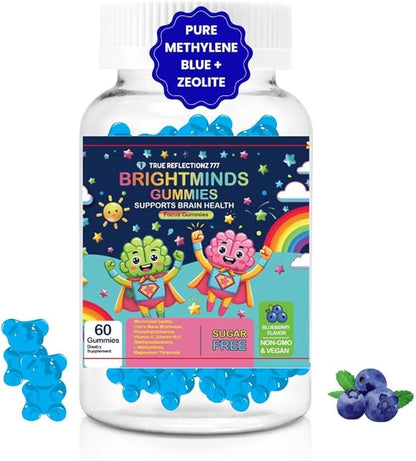Brightminds Zeolite Detox Gummies Kids – Detox & Brain Support with L-Methylfolate, B12, Omega-3, Magnesium, Probiotics, Mood, Speech & Gut Support – Methylated Multivitamin Ages 6+ & Adults