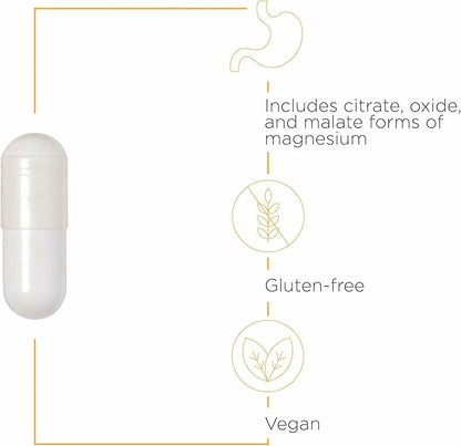 Integrative Therapeutics Tri-Magnesium - Supports Cellular Energy & Energy Metabolism*- Magnesium Supplement for Heart & Nerve Health Support* - Dairy-Free & Gluten-Free - 180 Capsules (180 Servings)