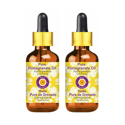 dève herbes Pure Pomegranate Oil (Punica granatum) with Glass Dropper Cold Pressed (Pack of Two) 100ml X 2 (6.76 oz)