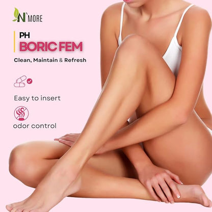 N'More Boric Acid Vaginal Suppositories- 100% Pure - Made in USA- Boricfem Vaginal Health Supplement- 30 Servings (Pack of 1)