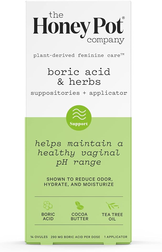 The Honey Pot Company - Suppositories & Sensitive Feminine Wash Bundle - Maintains & Balances Healthy Vaginal pH - Herbal Infused Natural Hygiene Wash for Sensitive Skin Types - Gynecologist Approved