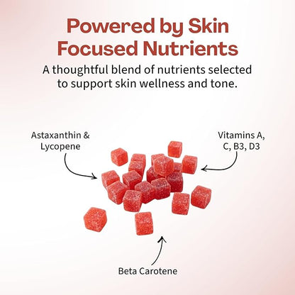 Daily Tanning Gummies – Natural Sunless Tanning for Women with Astaxanthin, Lycopene & Beta Carotene – Antioxidant Rich, Boosts Melanin – Watermelon Flavor – 60 Chewables