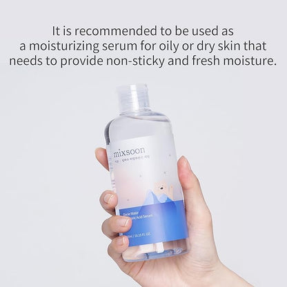 mixsoon Glacier Water Hyaluronic Acid Serum-Deep Hydration and Cooling for Face, Refreshing Lightweight Texture 100ml / 3.38 fl.oz. Korean Glass Skin Care