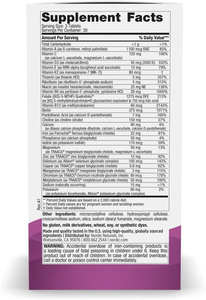 Nordic Naturals Vegetarian Prenatal Multivitamin Minis - 90 Easy to Swallow Tablets - Highly Absorbable Multivitamin and Mineral Supplement to Support Pregnancy - Non-GMO, 30 Servings