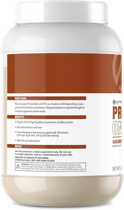 NutraOne ProteinOne Whey Protein Promote Recovery and Build Muscle with a Protein Shake Powder for Men & Women (Caramel Cookie Crunch, 2 LB)