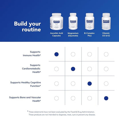 Pure Encapsulations Ascorbic Acid Capsules - 1,000 mg Vitamin C - Antioxidant & Immune Support* - High-Potency Vitamin C - Vegan & Non-GMO - 250 Capsules