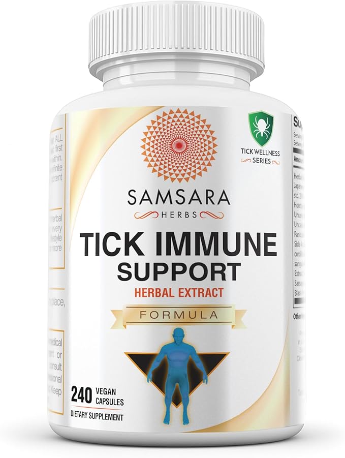 Samsara Herbs Tick Immune Support - Japanese Knotweed, Cats claw, Andrographis, Cryptolepis, Sarsaparilla, Resveratrol, Tick Bite Support 240 Capsules