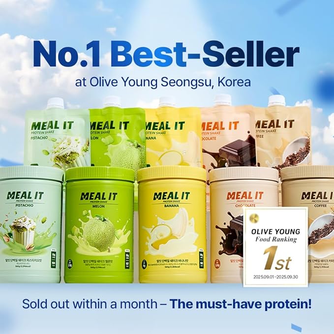 Banana Protein Shake, 14g Protein & High Fiber, Low Sugar, Keto-Friendly Meal Replacement Powder with Korean Cookie Crumble (Soboro) & Oat Crunch Balls 19.8 oz 14 Servings