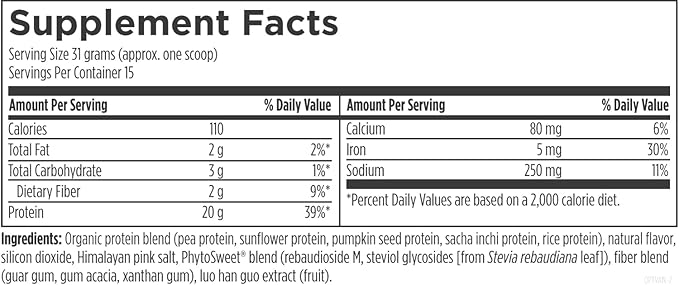 Designs for Health Phytotein Vegan Protein Powder - 20g Organic Rice, Sacha Inchi, Pumpkin Seed, Sunflower Seed & Pea Protein Powder Blend - Creamy Texture, Vanilla Plant Protein (465g)