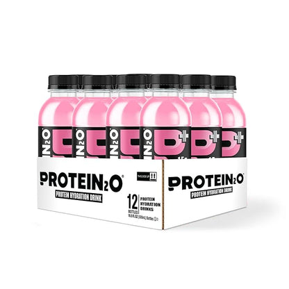 Protein2o 15g Whey Protein Isolate Hydration Drink Plus Energy & Focus,350mg of Electrolytes,Vitamins B5 & B6,Sugar Free,Cotton Candy,16.9 oz Bottle,(Pack of 24)