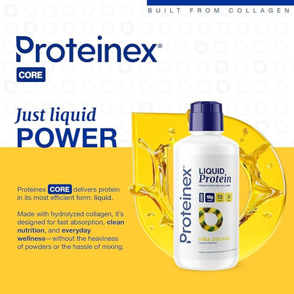 Proteinex Medical Grade Liquid Hydrolyzed Protein Max Strength - Supports Wound Healing and Doctor Recommended- No Carbs, Zero Sugars & Ready to Drink Liquid Protein (Natural Pina Colada, 30 Fl Oz)