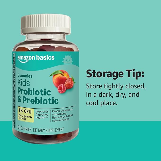 Amazon Basics Kids Kids Probiotic + Prebiotic Gummy, 60 Count