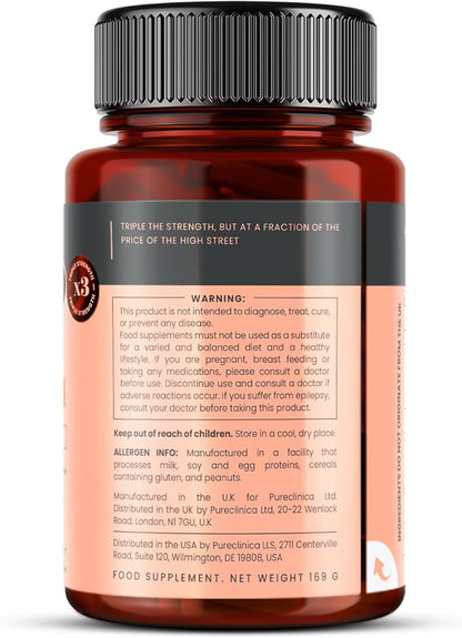 pureclinica Hyaluronic Acid 300mg x 360 Tablets (2 Bottles of 180-12 Months Supply). Triple Strength Hyaluronic Acid. 300% Stronger Than Any Other HLA Tablet.