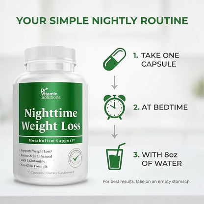 Nighttime Fat Burner Supplements - Appetite Suppressants for Weight Loss - Women & Men, Sleep & Relaxation - Metabolism Booster Weight Loss Pills 30