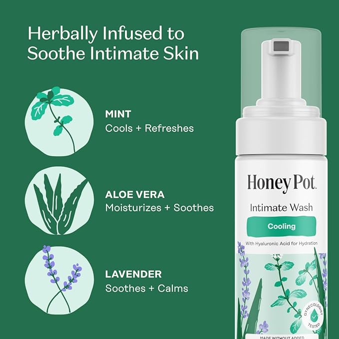 Honey Pot - Feminine Wash - Herbal Infused - Cooling Effect - Sensitive Skin Types - PH Balanced Plant Based Hygiene Products - Cooling - 5.51 Fluid Oz