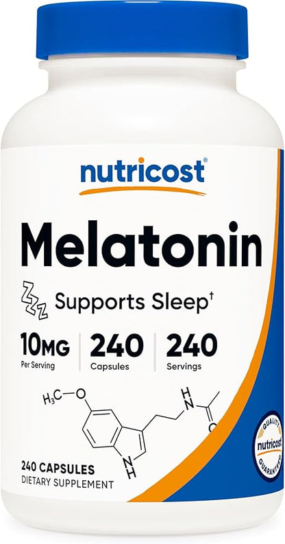 Nutricost Melatonin 10mg, 240 Capsules, Non-GMO & Gluten Free