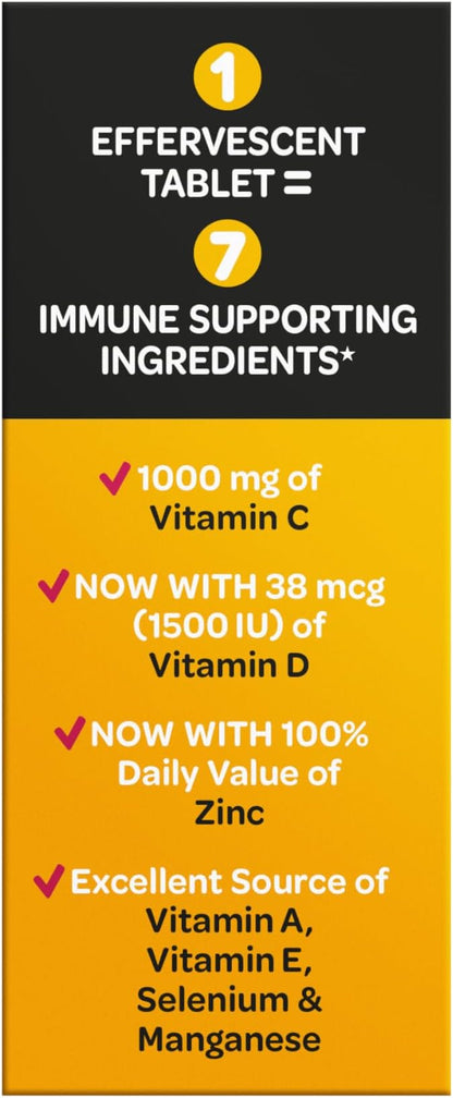 Airborne 1000mg Vitamin C with Vitamin D & Zinc, Sugar Free Multivitamin Immune Support Supplement, Antioxidants Vitamins A C & E, Very Berry Flavor, 30 Tablets (Pack of 2)