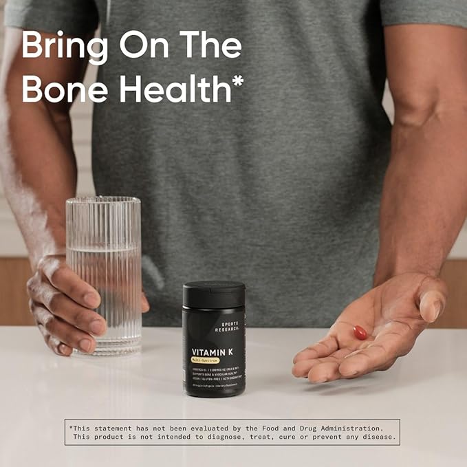 Sports Research Vitamin K Multi-Spectrum - Three Types of Vitamin K: K1, K2 MK-4 & K2 MK-7 - Vegan Friendly, Plantgel Capsule - 60 softgels