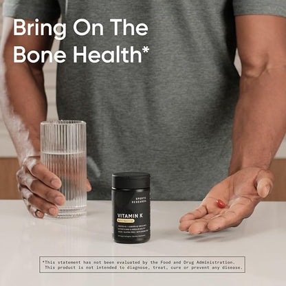 Sports Research Vitamin K Multi-Spectrum - Three Types of Vitamin K: K1, K2 MK-4 & K2 MK-7 - Vegan Friendly, Plantgel Capsule - 60 softgels