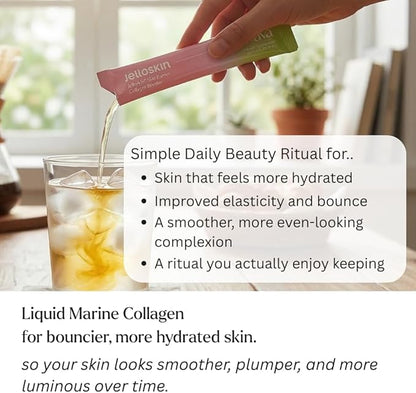 byAVA Jelloskin Skin Barrier Collagen Booster- Liquid Marine Collagen + Hyaluronic Acid + Elastin Peptides Supplements - Hair Skin and Nails | Hydrolyzed Fish Collagen for Women |Peach Flavor